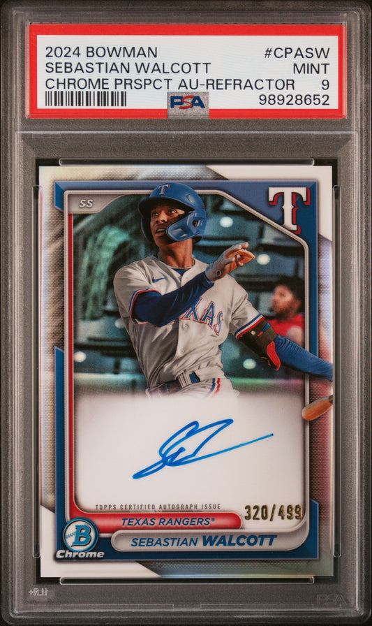 2024 Bowman Chrome Prospect Autographs #CPASW Sebastian Walcott Refractor PSA 9