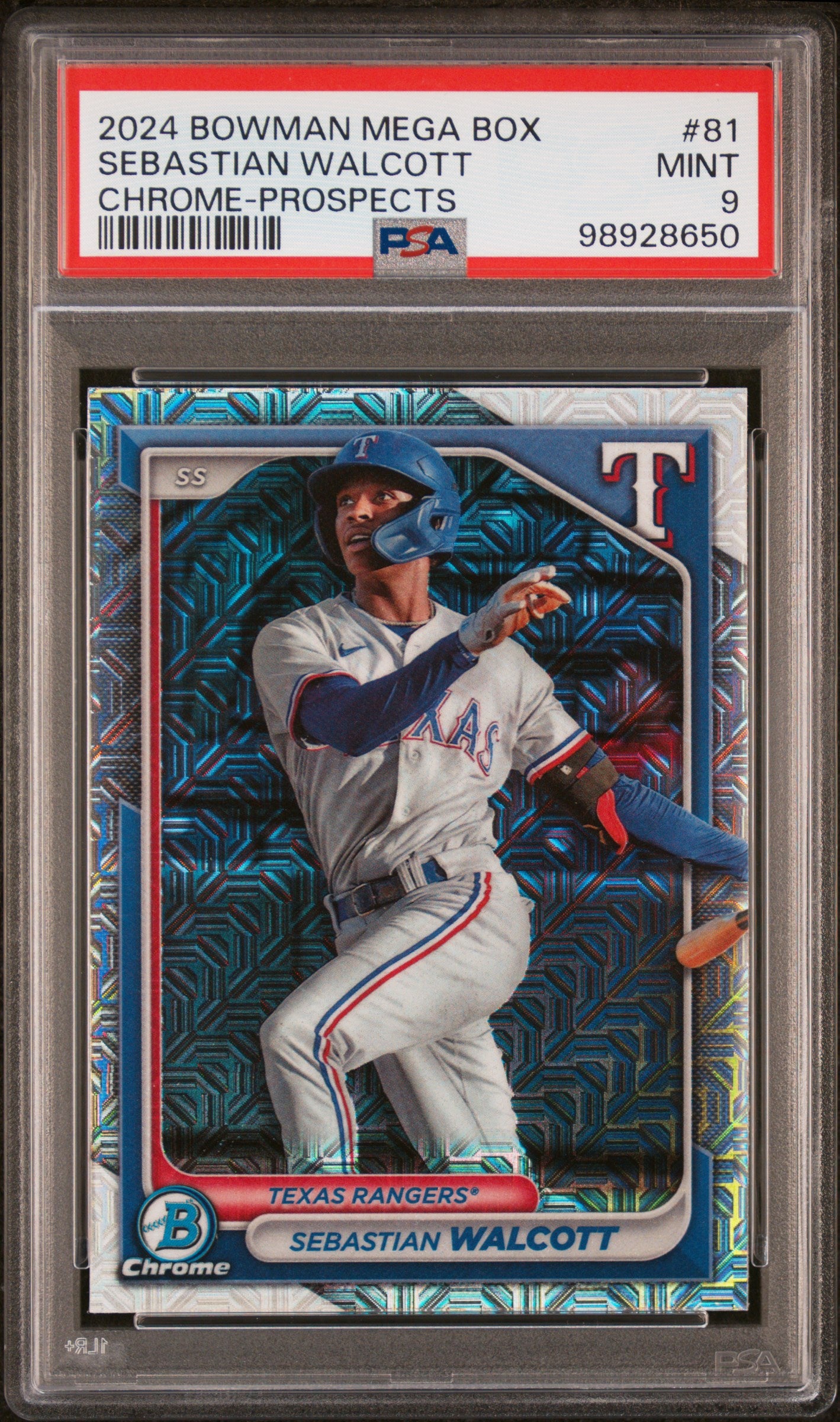 2024 Bowman Mega Box Chrome Prospects #81 Sebastian Walcott PSA 9