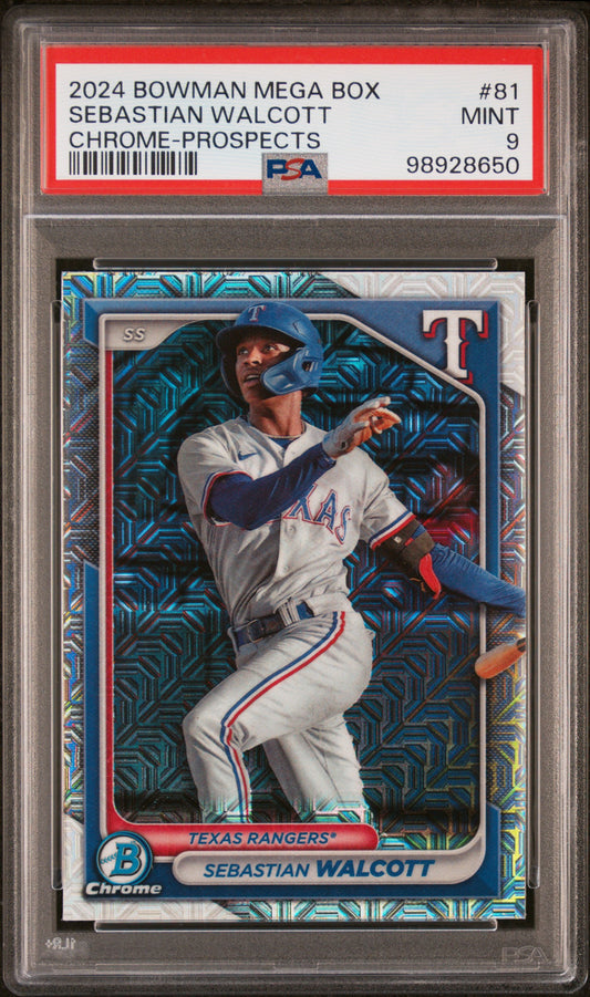 2024 Bowman Mega Box Chrome Prospects #81 Sebastian Walcott PSA 9