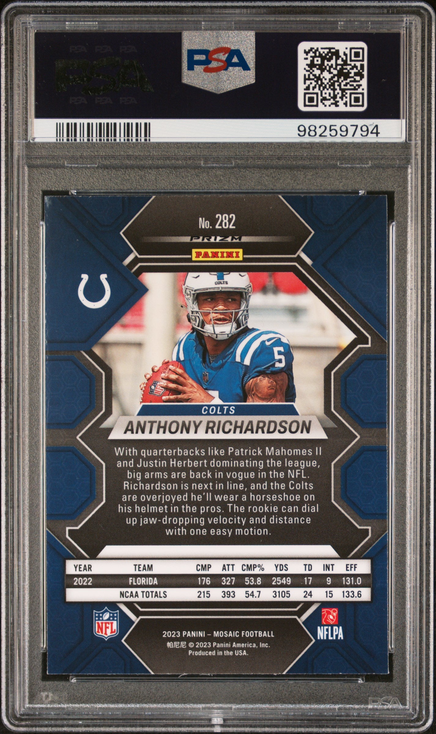 2023 Panini Mosaic #282 Anthony Richardson Camo Pink PSA 10