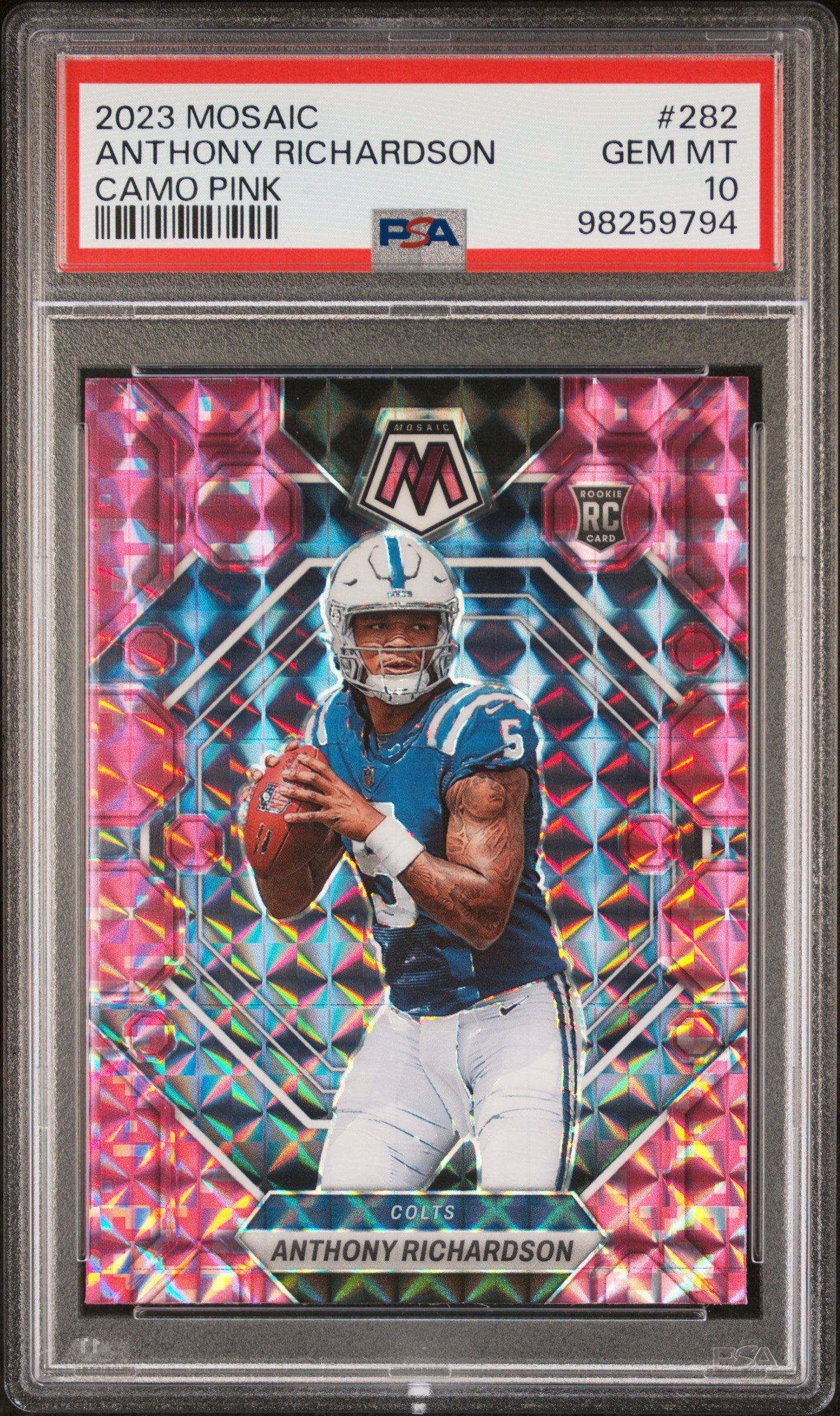 2023 Panini Mosaic #282 Anthony Richardson Camo Pink PSA 10