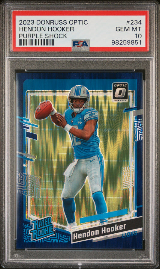 2023 Panini Donruss Optic #234 Hendon Hooker Purple Shock PSA 10