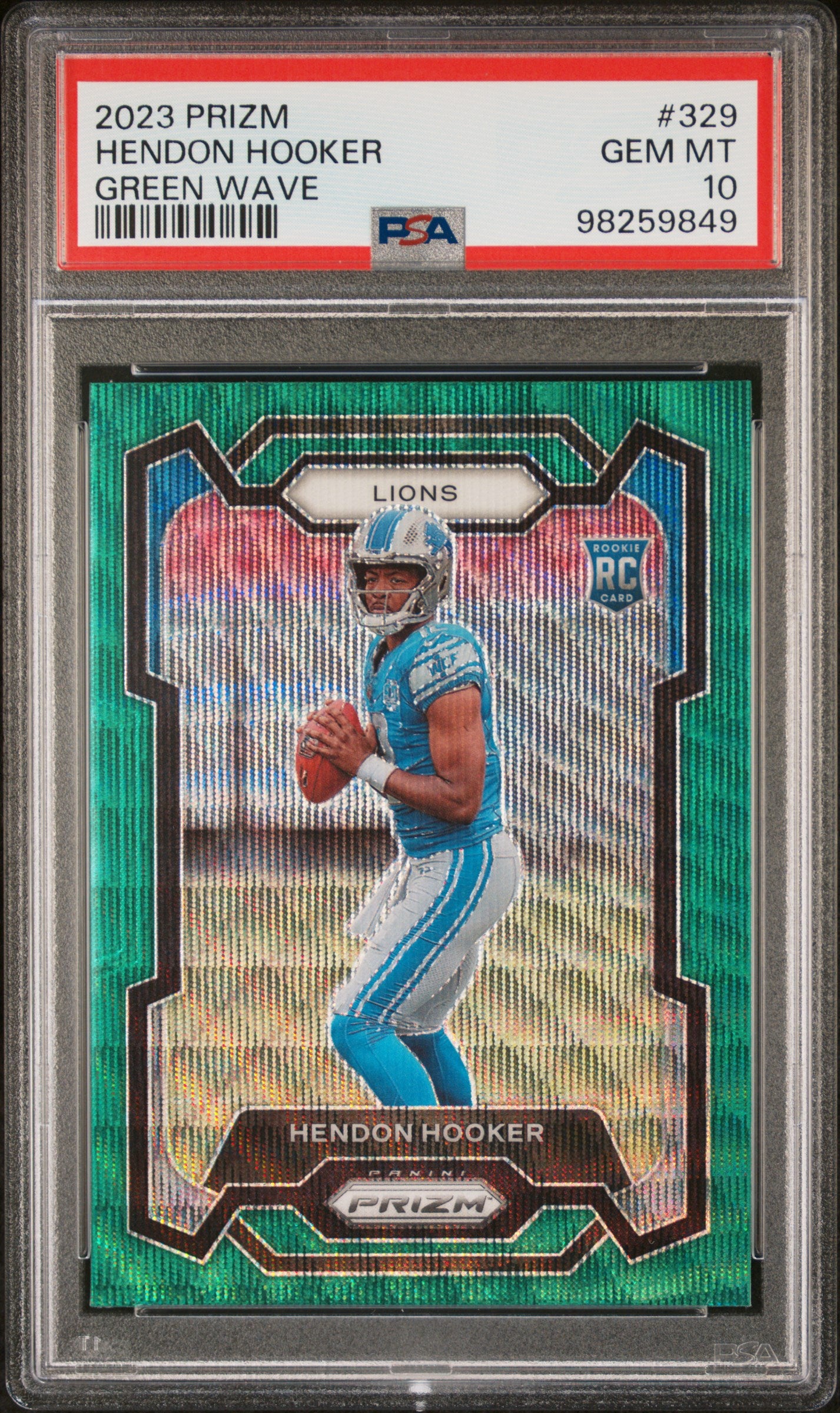 2023 Panini Prizm #329 Hendon Hooker Green Wave PSA 10