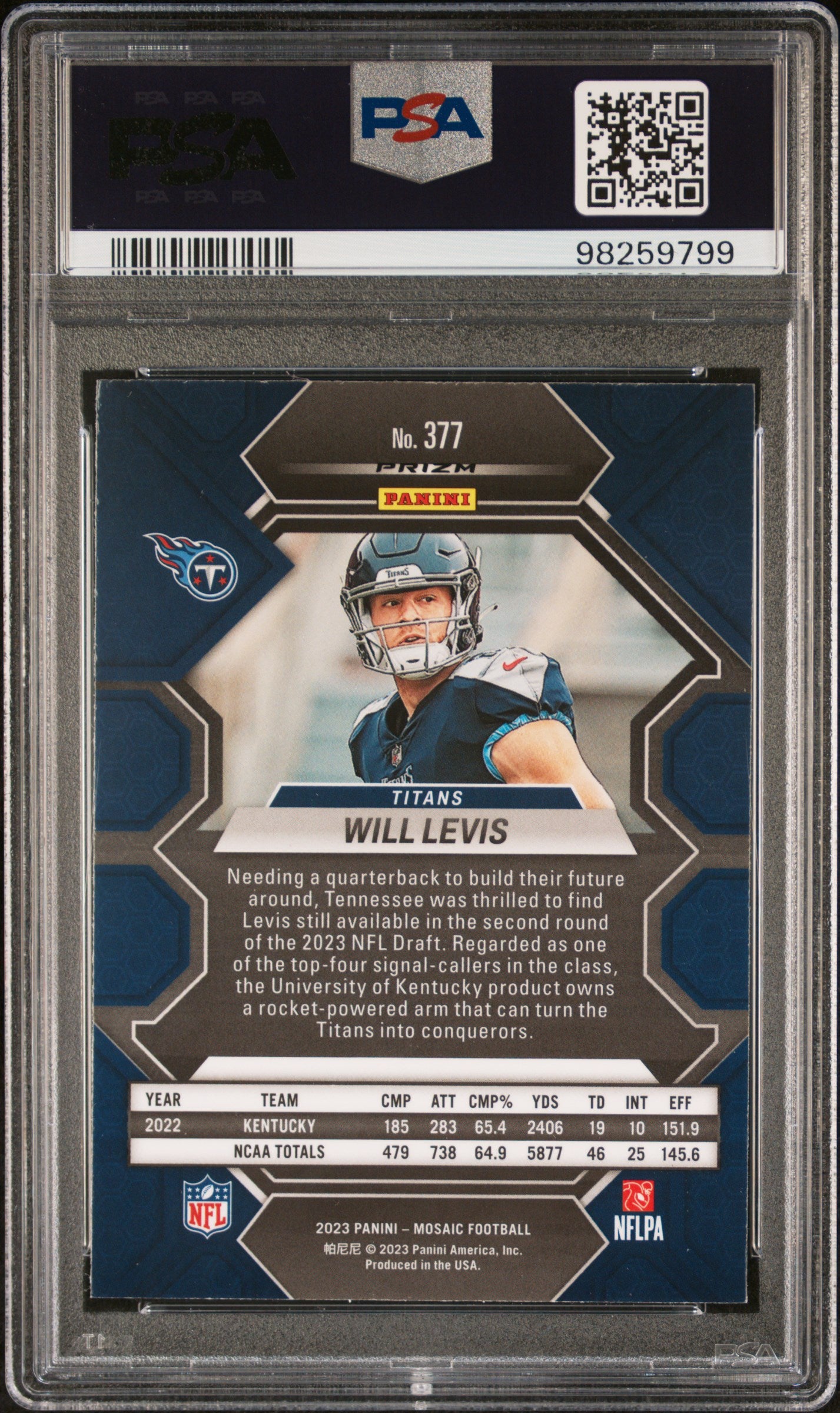 2023 Panini Mosaic #377 Will Levis Camo Pink PSA 10