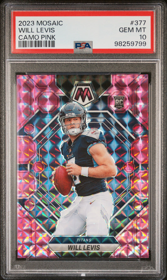 2023 Panini Mosaic #377 Will Levis Camo Pink PSA 10