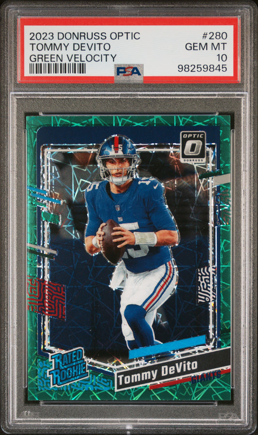 2023 Panini Donruss Optic #280 Tommy Devito Green Velocity PSA 10
