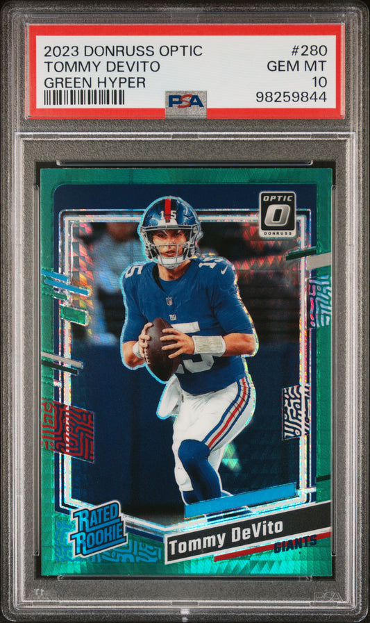 2023 Panini Donruss Optic #280 Tommy Devito Green Hyper PSA 10
