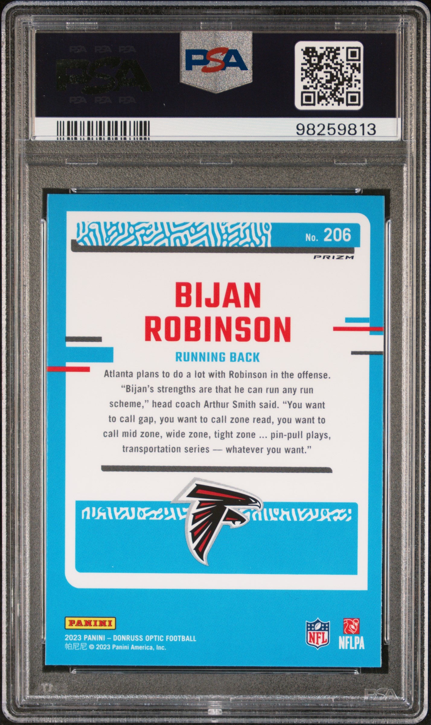 2023 Panini Donruss Optic #206 Bijan Robinson Holo PSA 10