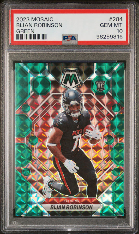 2023 Panini Mosaic #284 Bijan Robinson Green PSA 10