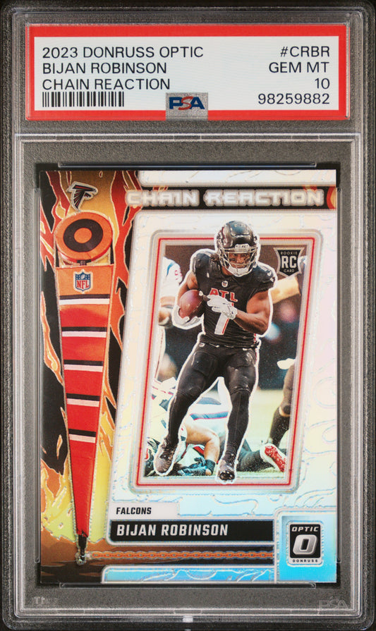 2023 Panini Donruss Optic Chain Reaction #CRBR Bijan Robinson PSA 10