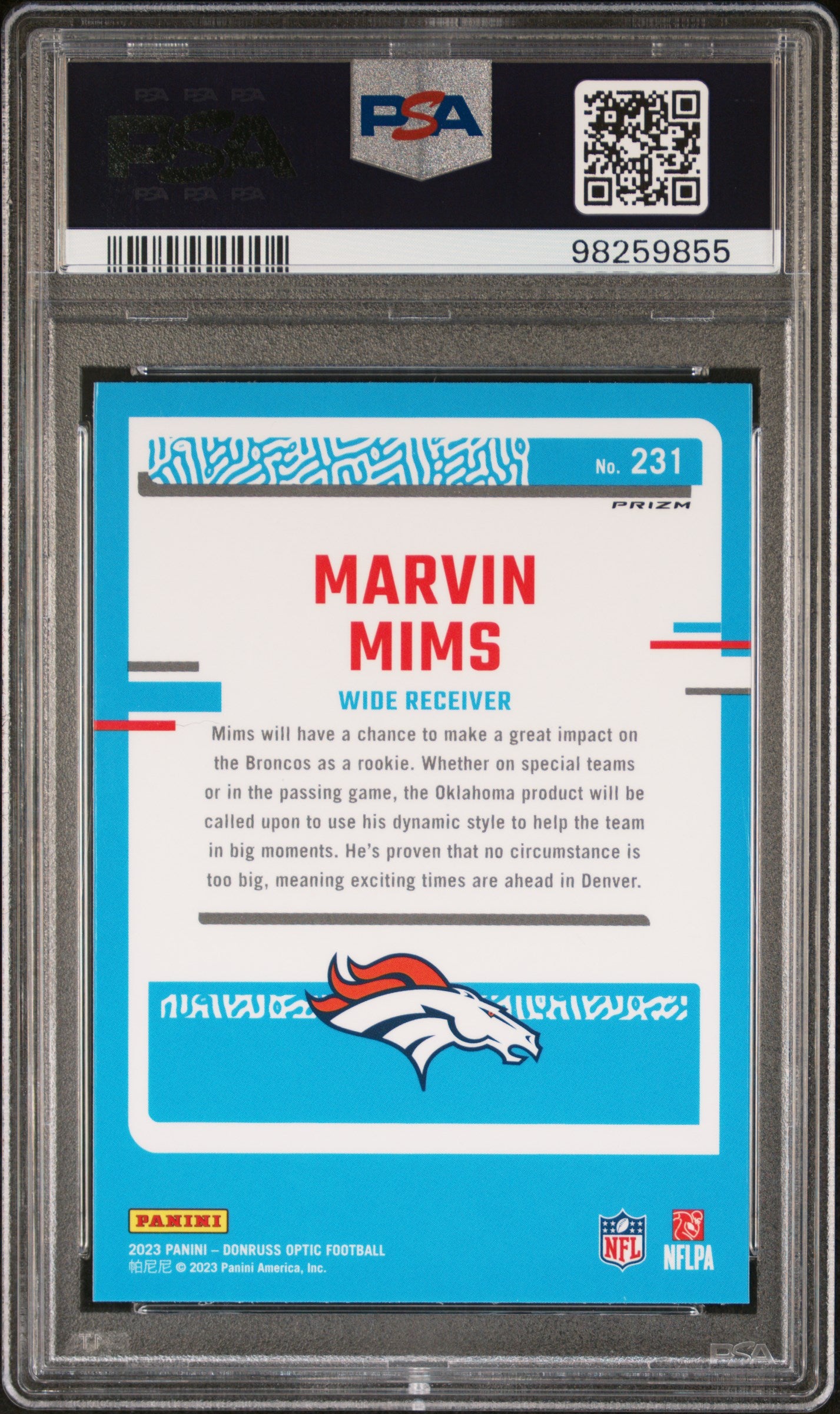 2023 Panini Donruss Optic #231 Marvin Mims Holo PSA 10 SKU031