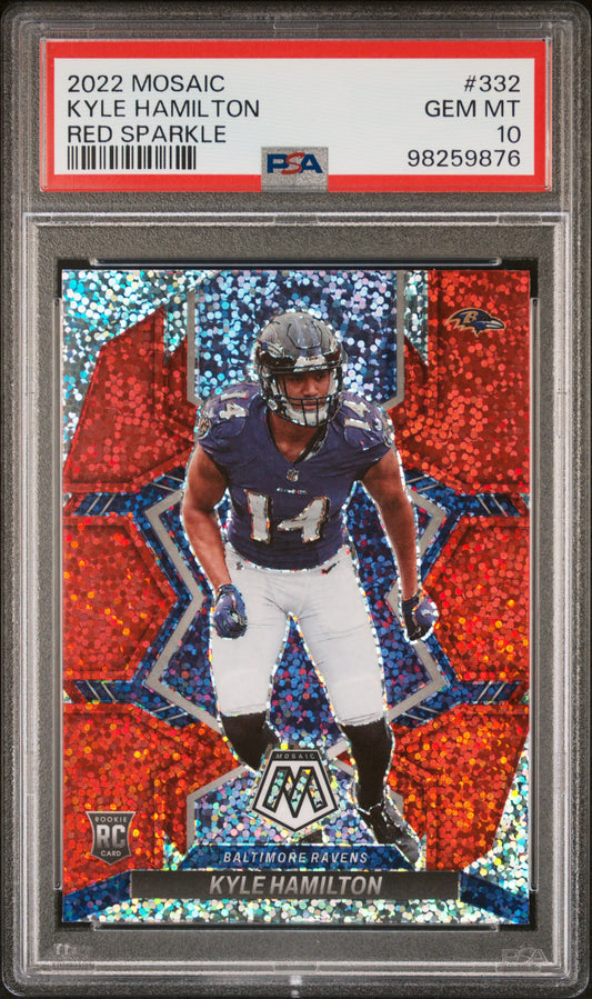 2022 Panini Mosaic #332 Kyle Hamilton Red Sparkle PSA 10