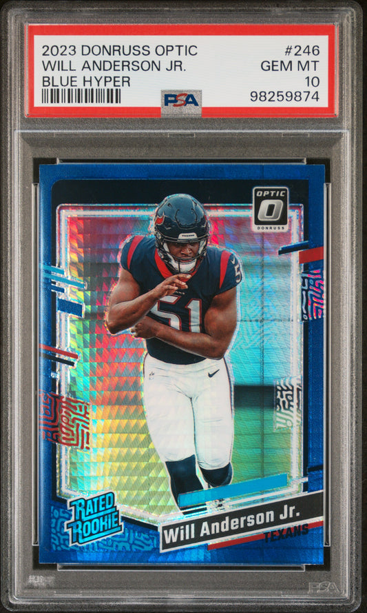 2023 Panini Donruss Optic #246 Will Anderson Jr. Blue Hyper PSA 10
