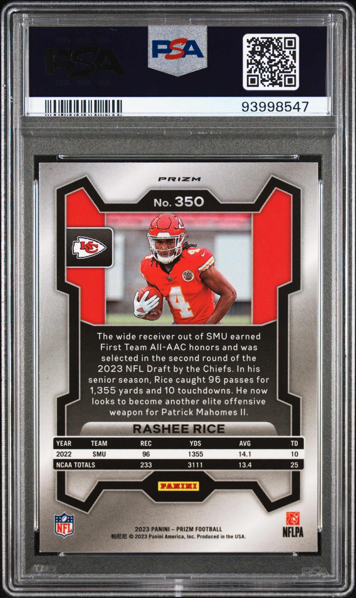 2023 Panini Prizm #350 Rashee Rice Silver Prizm PSA 10