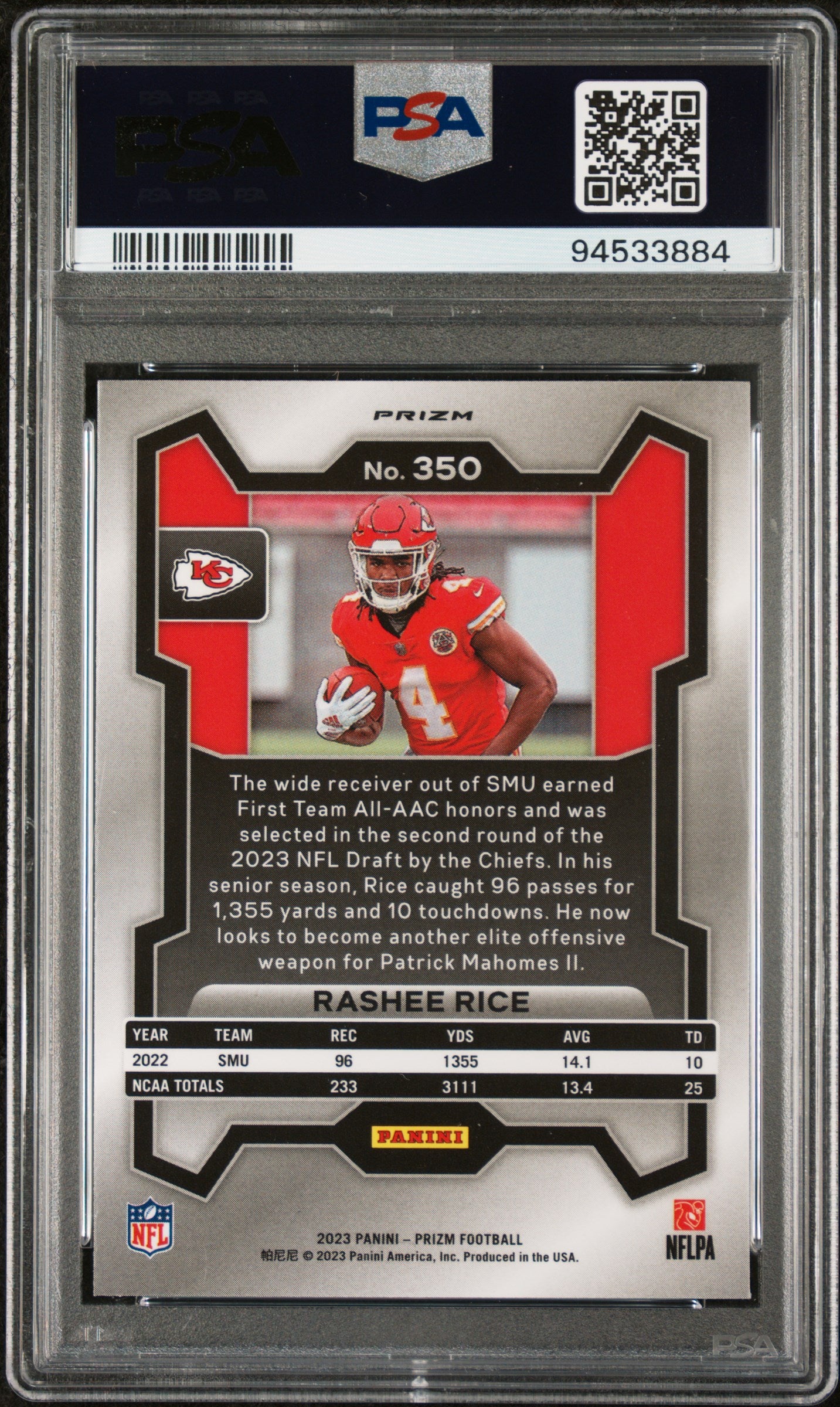 2023 Panini Prizm #350 Rashee Rice Disco Prizm PSA 10