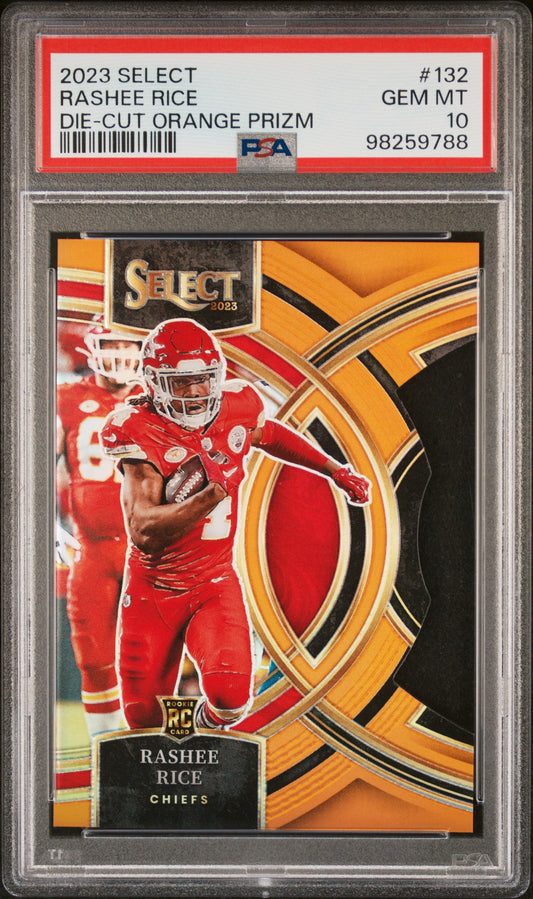 2023 Panini Select #132 Rashee Rice Die-Cut Orange Prizm PSA 10