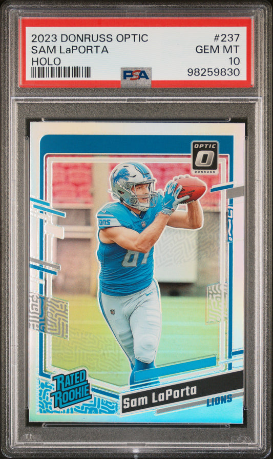2023 Panini Donruss Optic #237 Sam Laporta Holo PSA 10