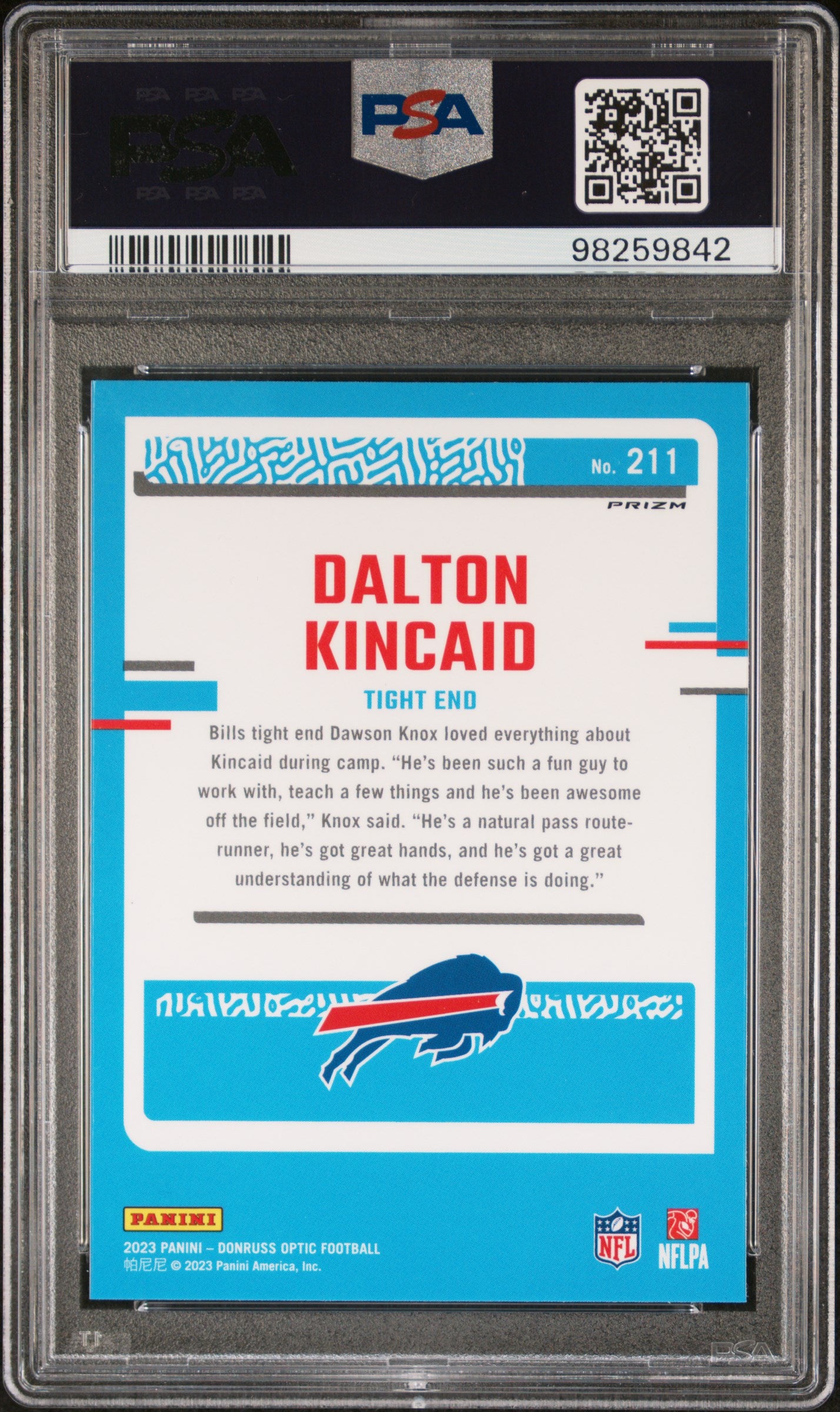 2023 Panini Donruss Optic #211 Dalton Kincaid Holo PSA 10 SKU35