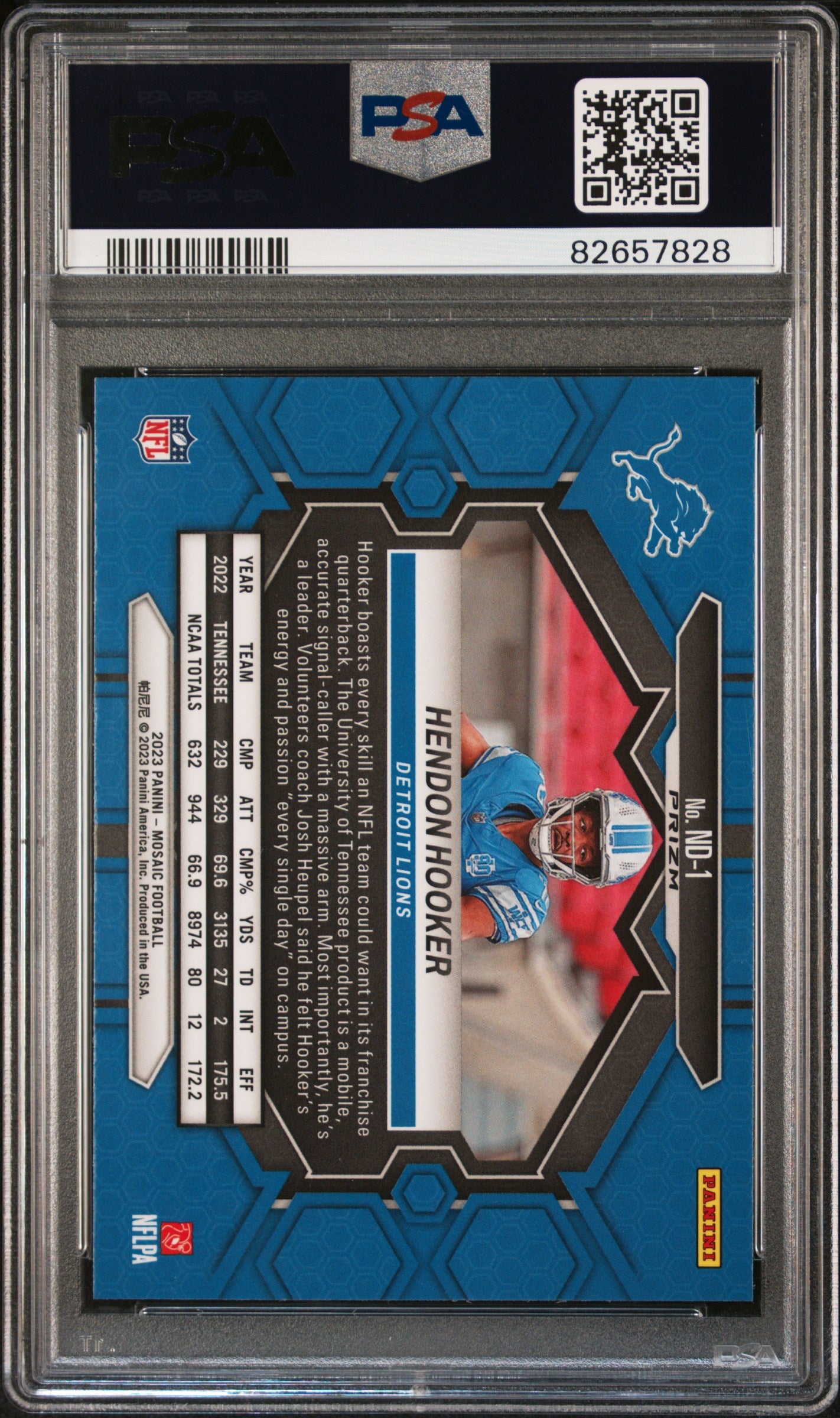 2023 Panini Mosaic Nfl Debut #ND1 Hendon Hooker Nfl Debut-Red PSA 10