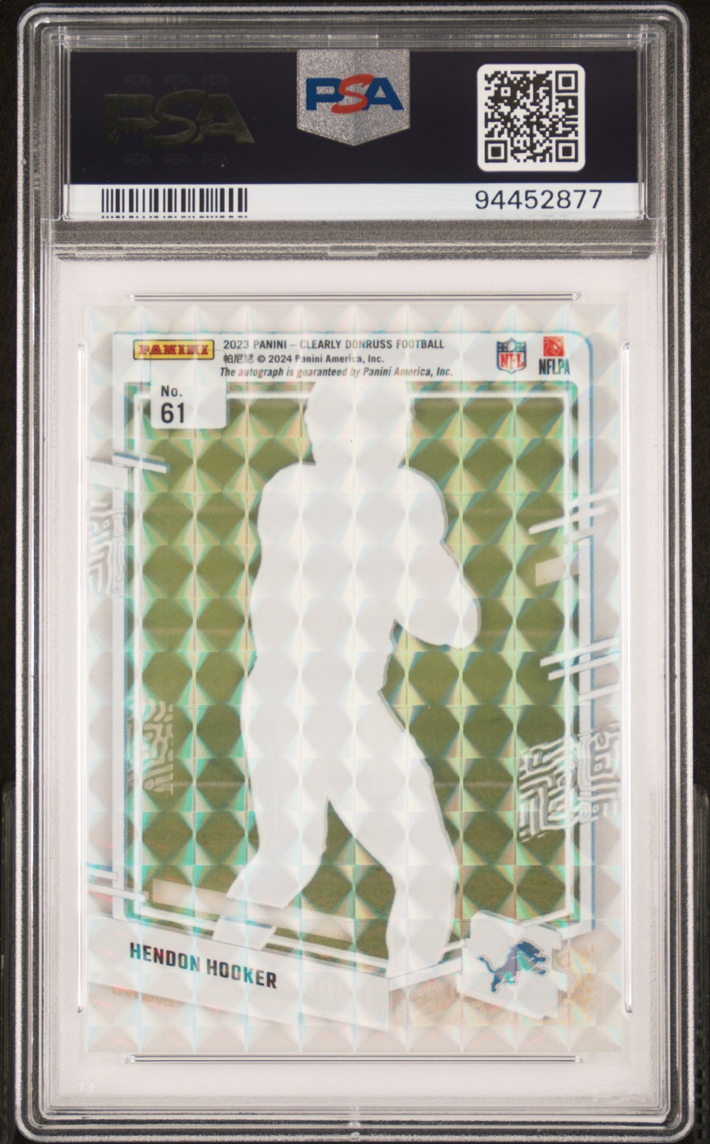 2023 Panini Clearly Donruss #61 Hendon Hooker Autograph-Holo Mosaic PSA 9