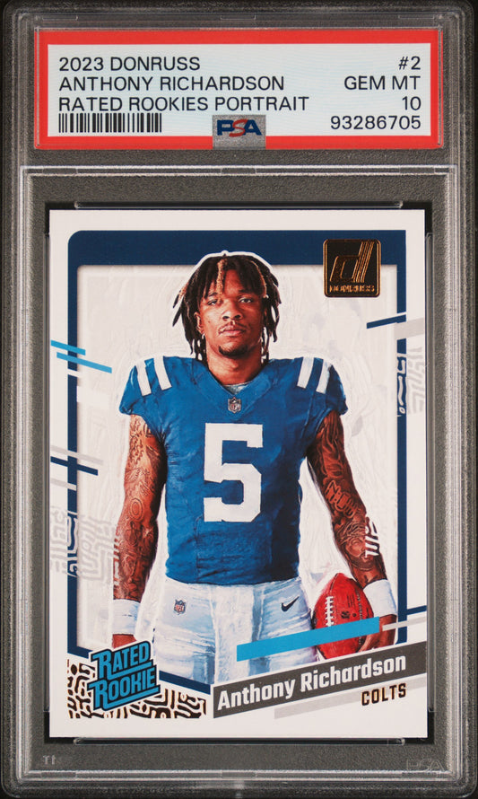 2023 Panini Donruss Rated Rookies Portrait #2 Anthony Richardson PSA 10