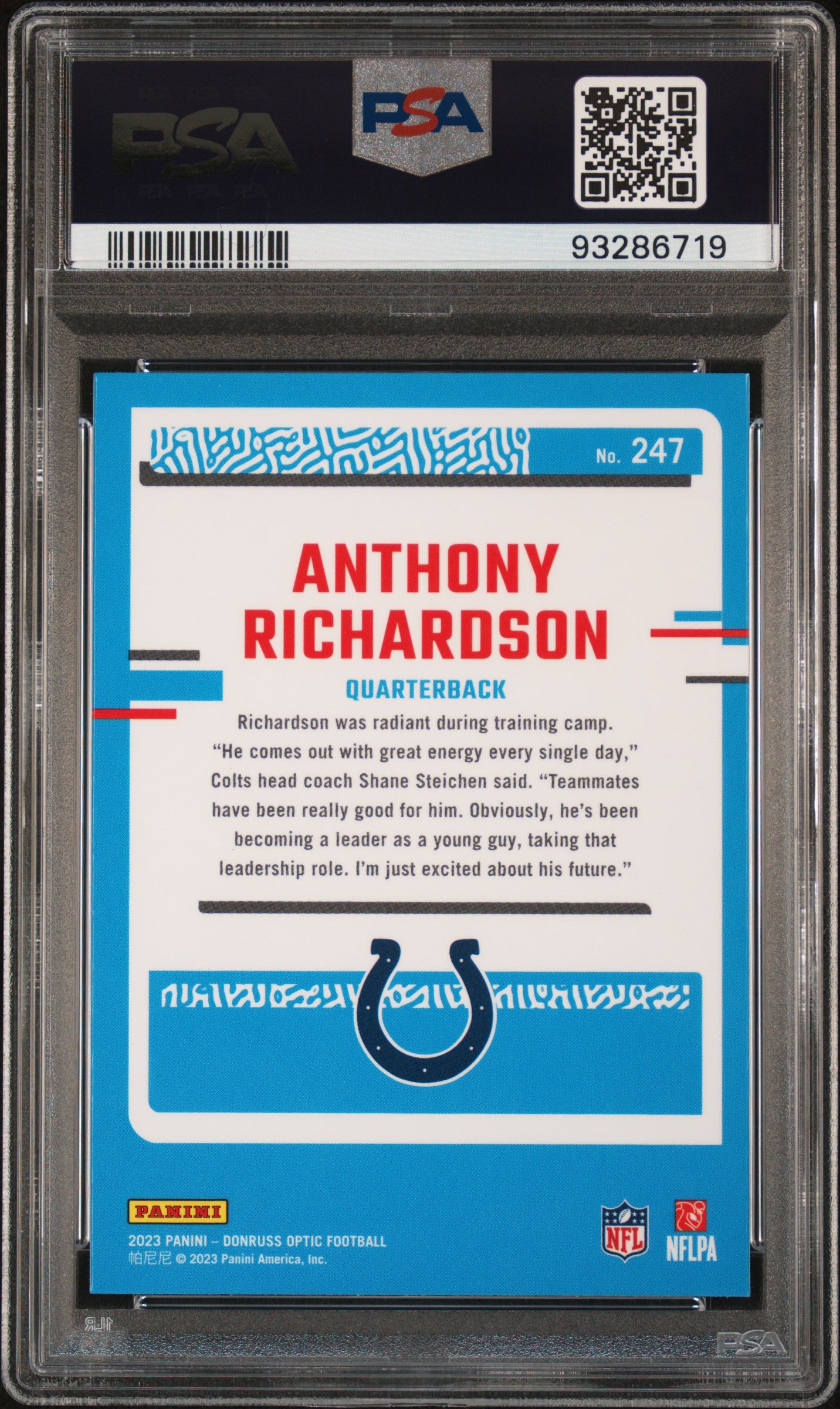 2023 Panini Donruss Optic #247 Anthony Richardson PSA 10