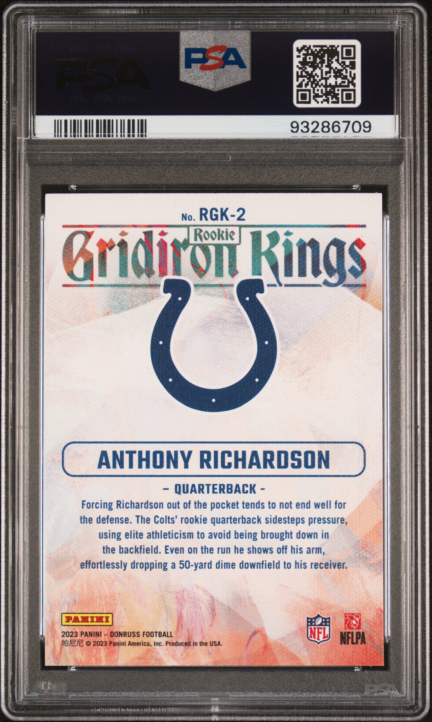 2023 Panini Donruss Rookie Gridiron Kings #RGK2 Anthony Richardson PSA 10
