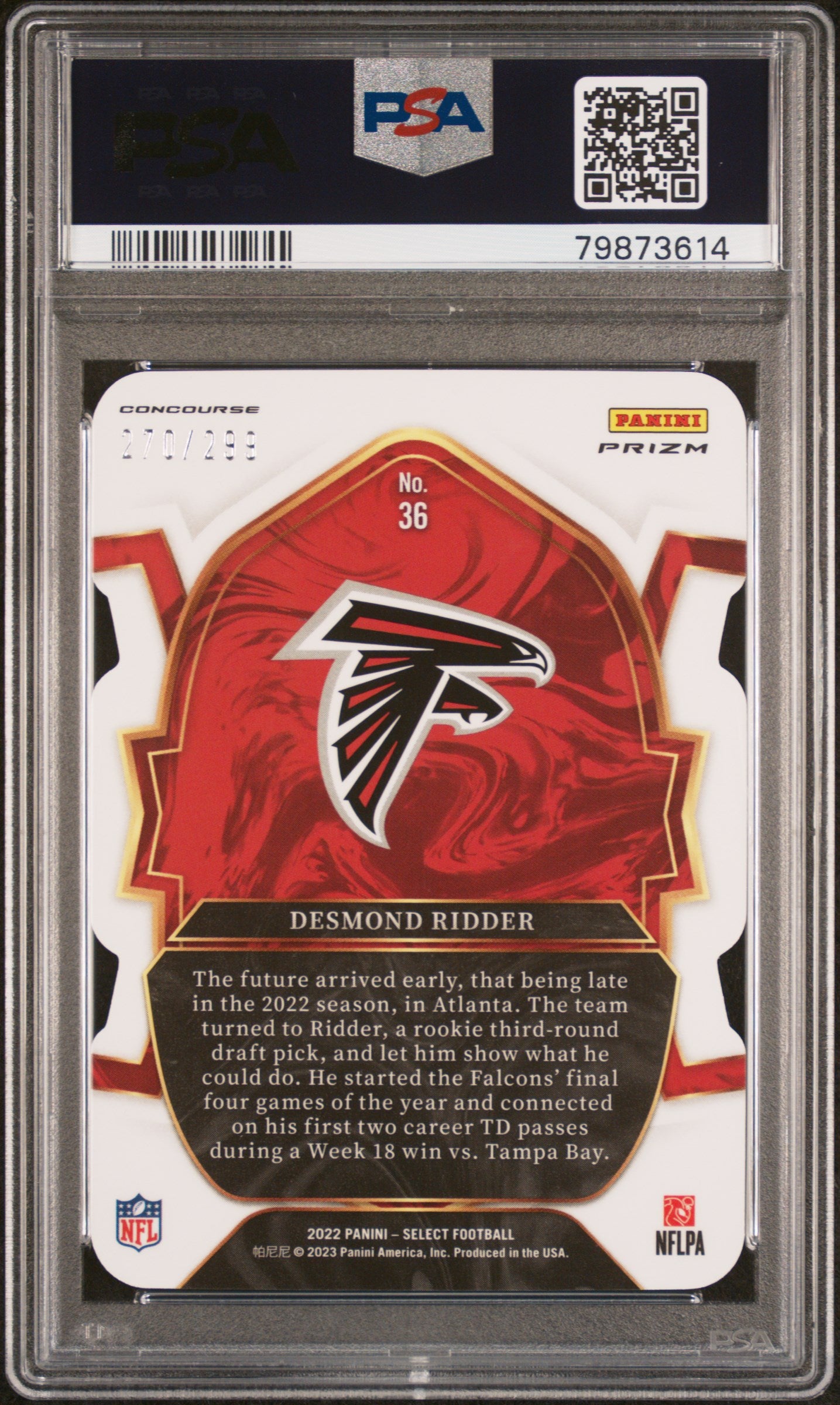 2022 Panini Select #36 Desmond Ridder Die-Cut Neon Green Prizm PSA 10