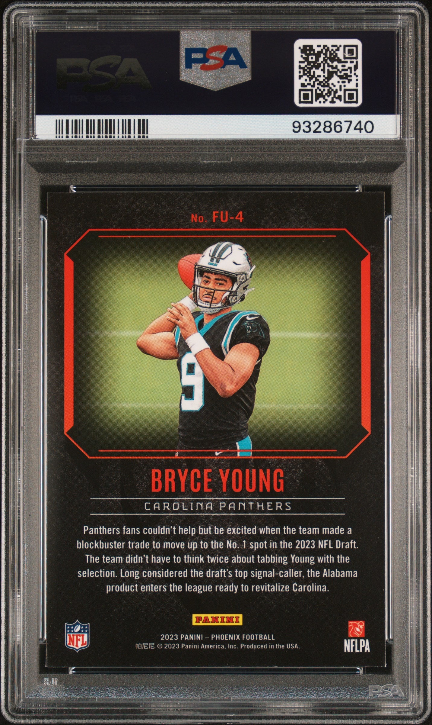 2023 Panini Phoenix Fired Up #FU4 Bryce Young PSA 10