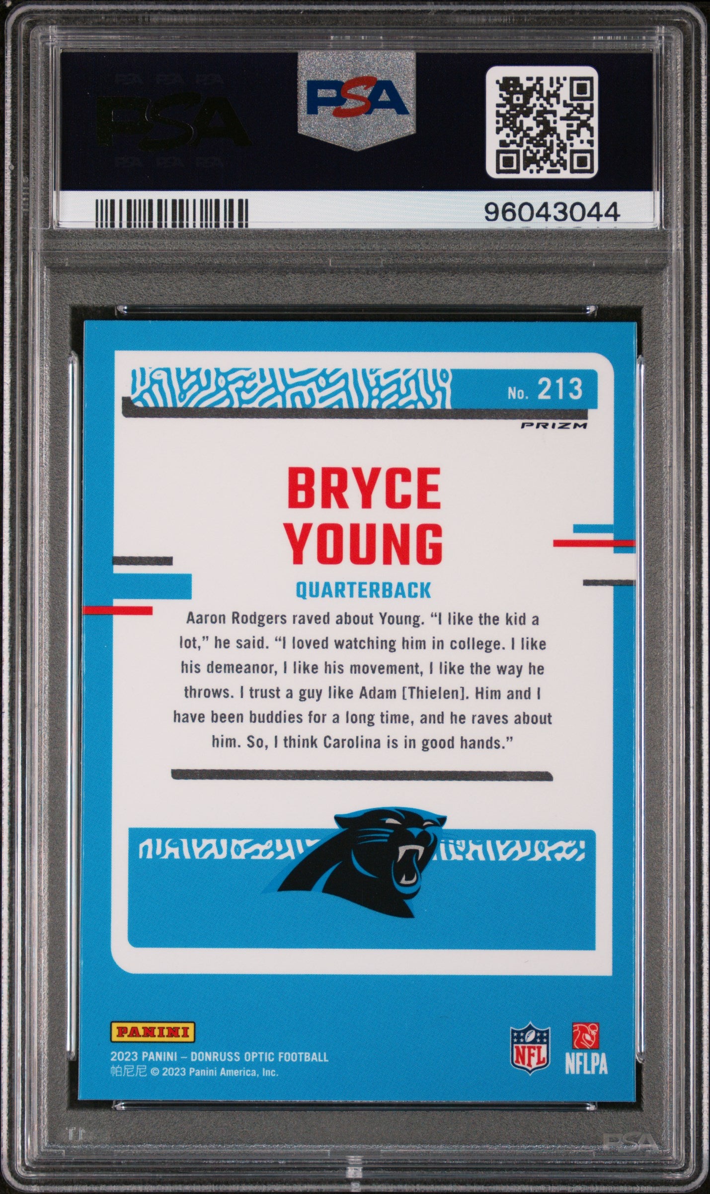 2023 Panini Donruss Optic #213 Bryce Young Pink PSA 10
