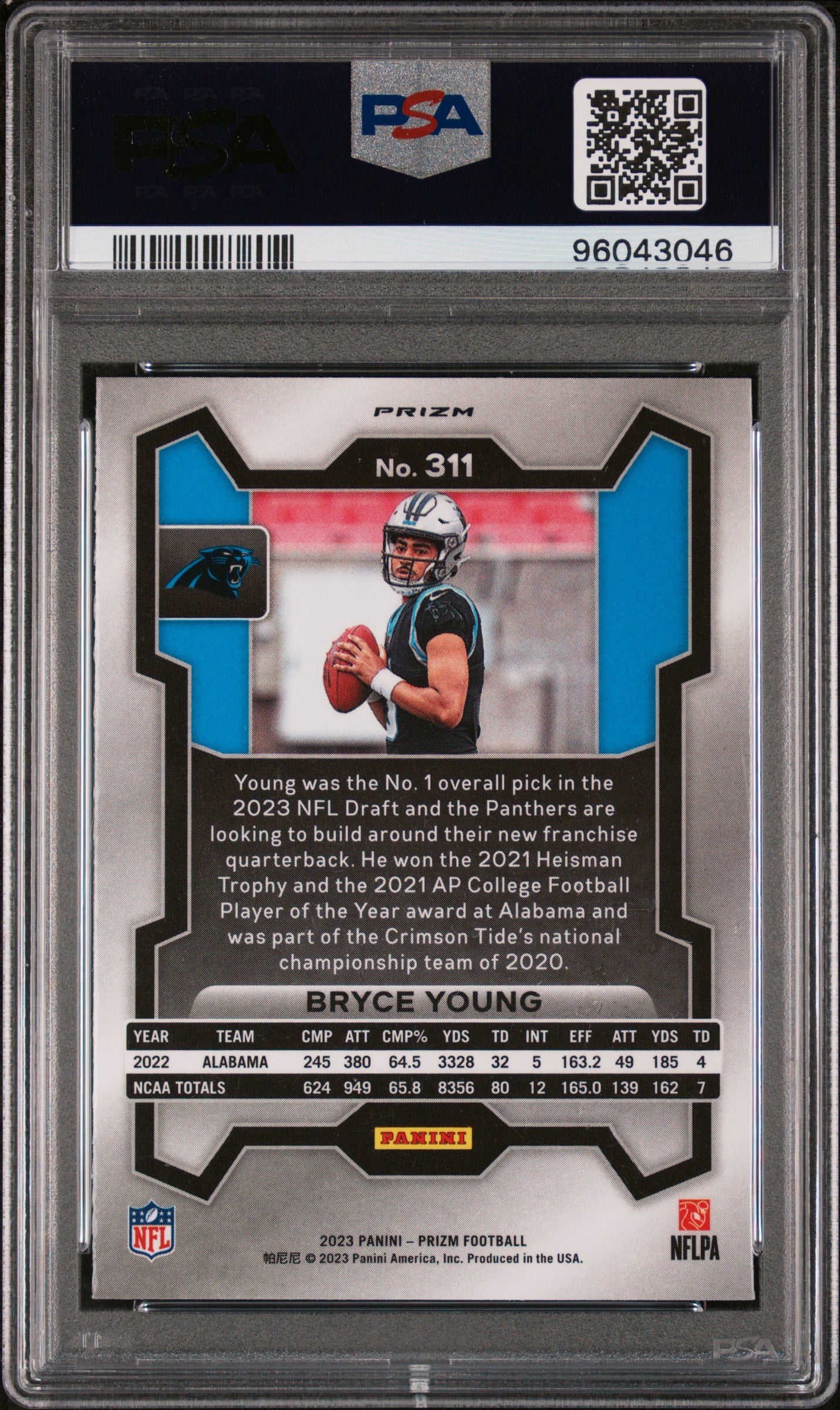 2023 Panini Prizm #311 Bryce Young Green Wave PSA 9