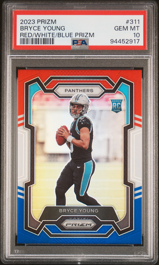 2023 Panini Prizm #311 Bryce Young Red/White/Blue Prizm PSA 10
