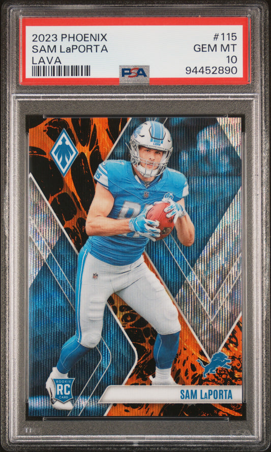 2023 Panini Phoenix #115 Sam Laporta Lava PSA 10