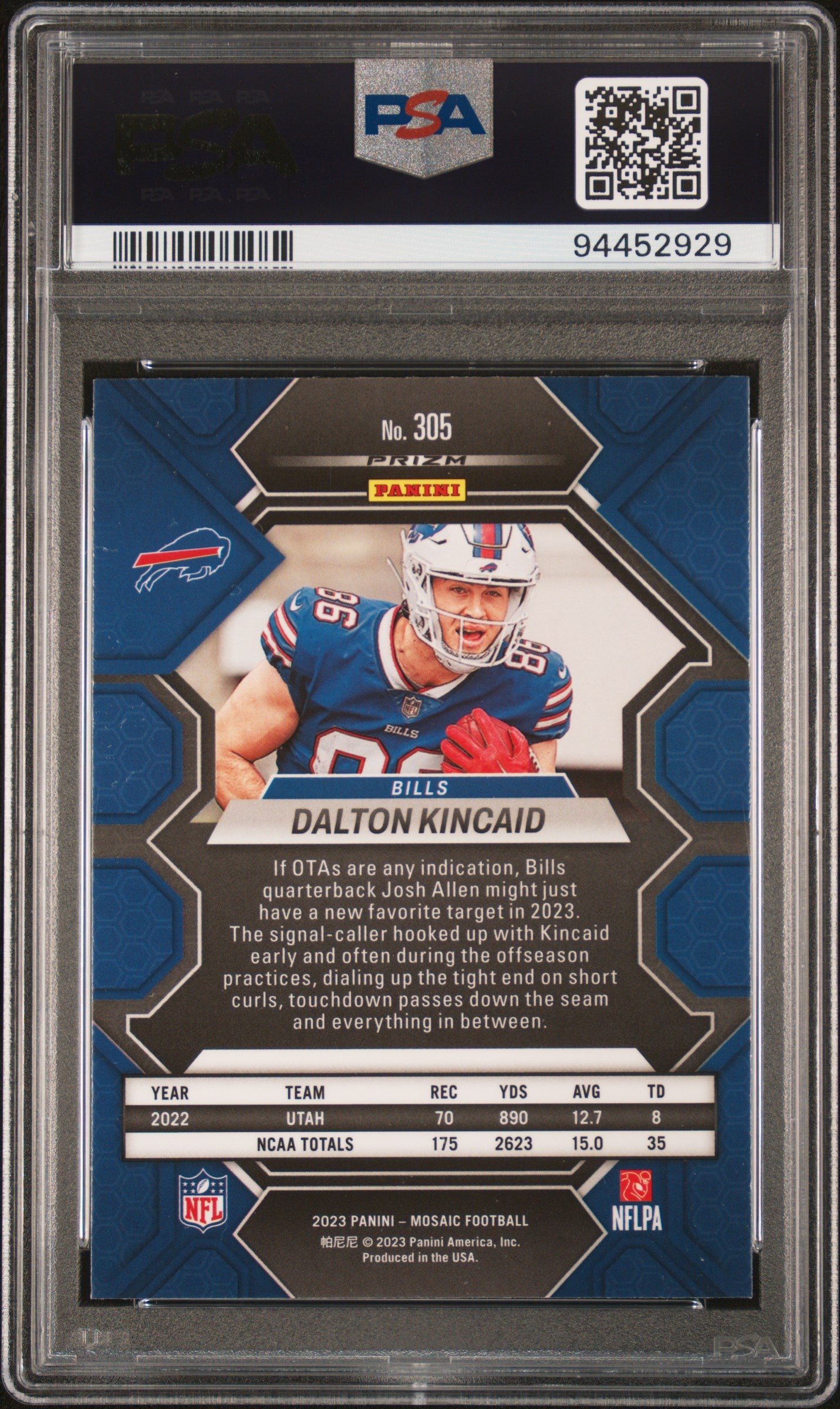 2023 Panini Mosaic #305 Dalton Kincaid Mosaic PSA 10