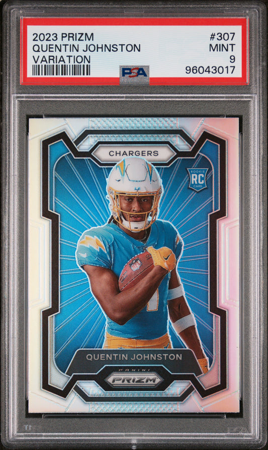 2023 Panini Prizm #307 Quentin Johnston Variation PSA 9