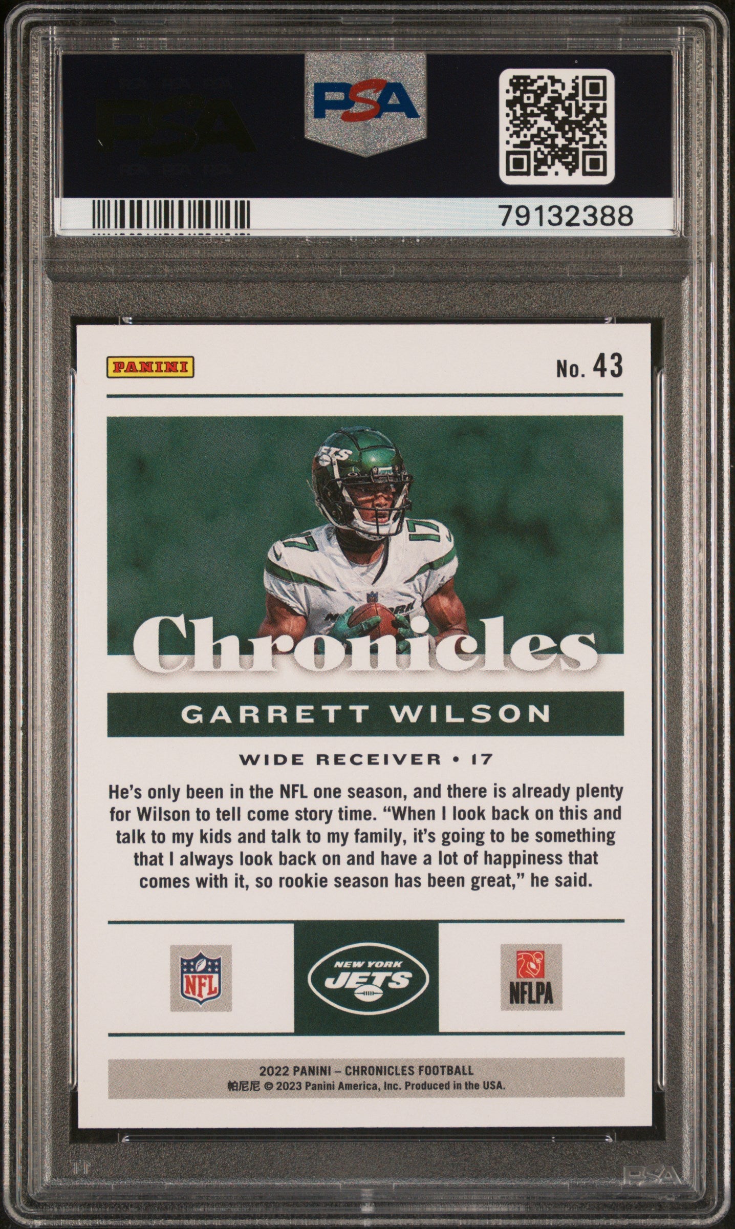 2022 Panini Chronicles #43 Garrett Wilson PSA 10