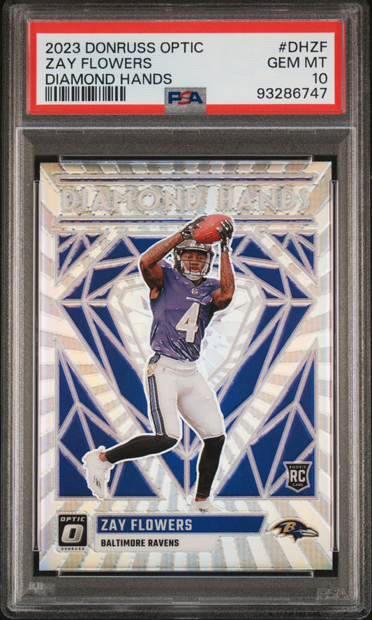 2023 Panini Donruss Optic Diamond Hands #DHZF Zay Flowers PSA 10 SKU154