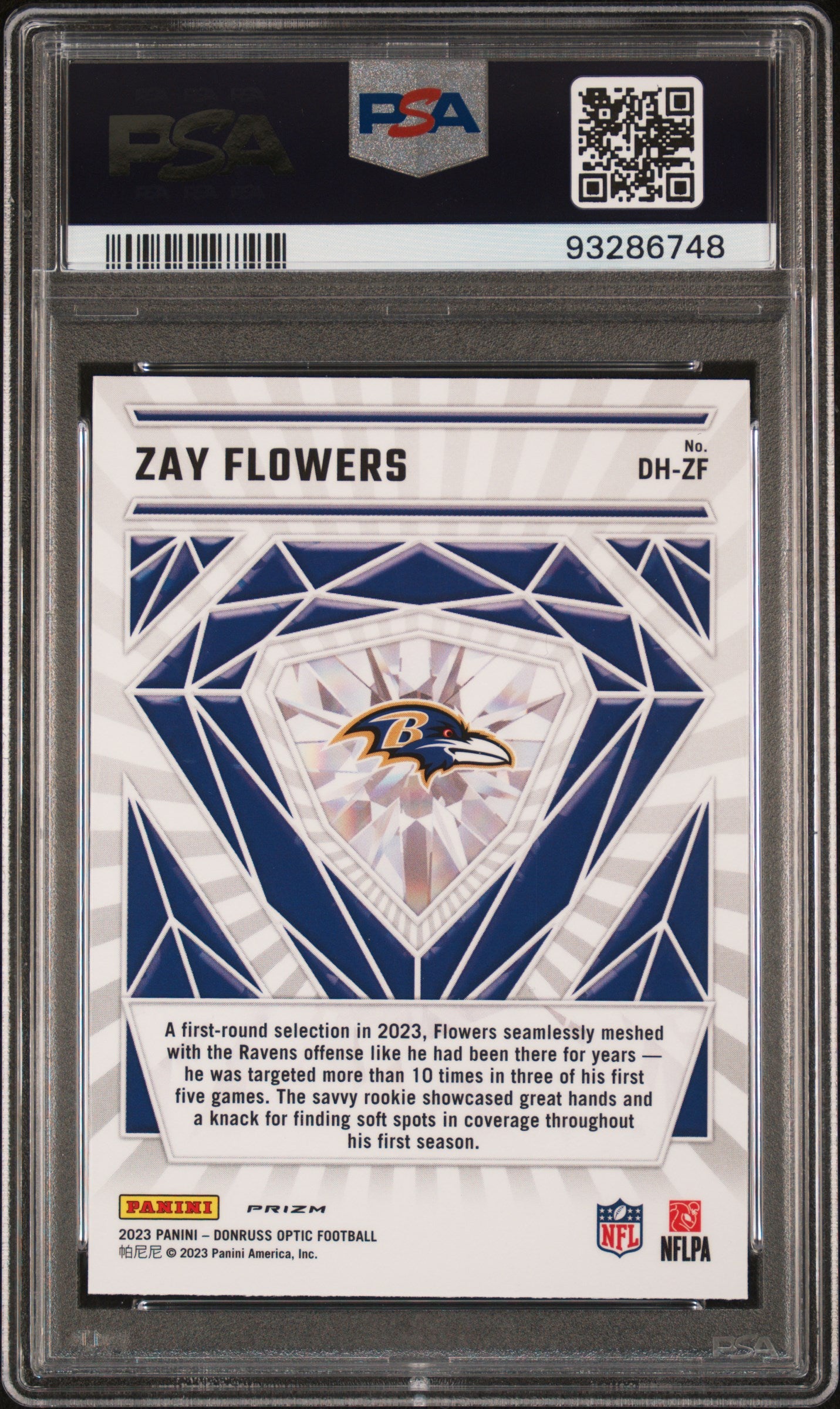 2023 Panini Donruss Optic Diamond Hands #DHZF Zay Flowers PSA 10SKU153