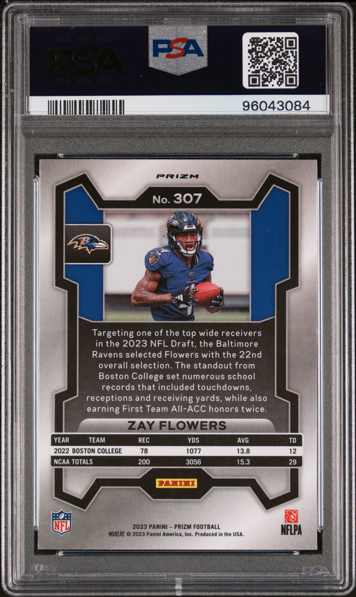 2023 Panini Prizm #307 Zay Flowers Neon Green Pulsar PSA 9