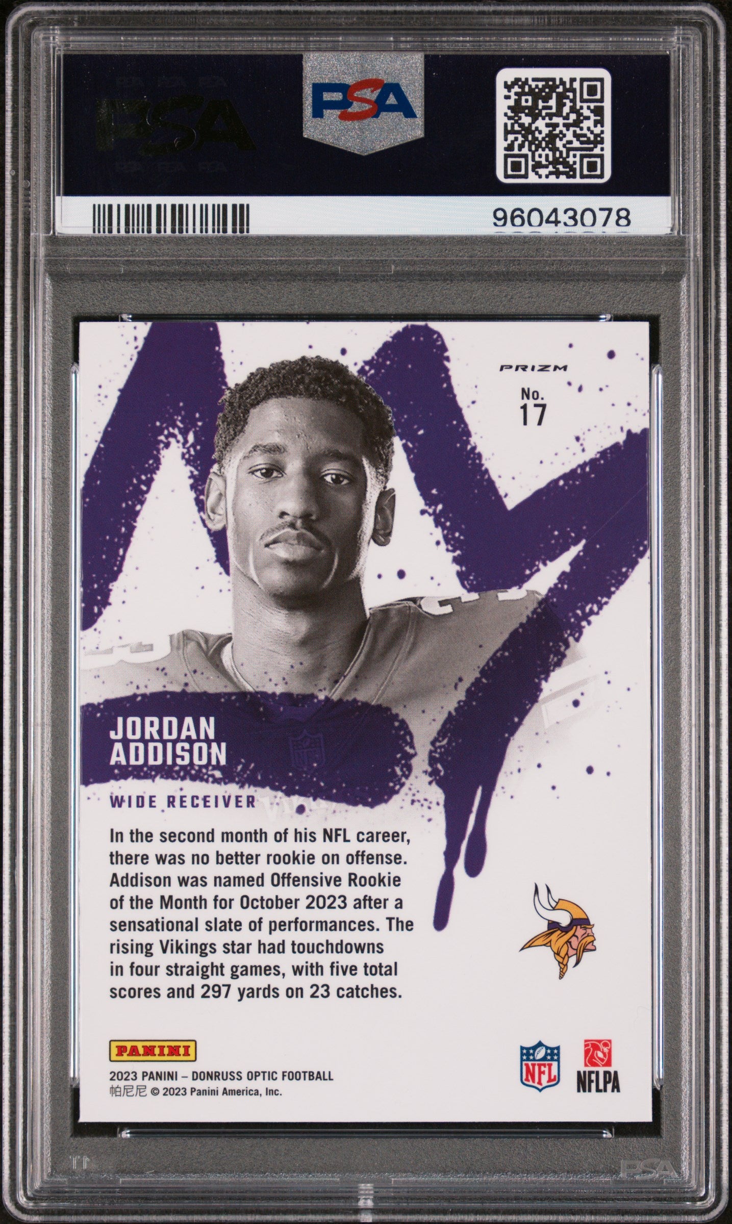 2023 Panini Donruss Optic Rookie Kings #17 Jordan Addison PSA 9