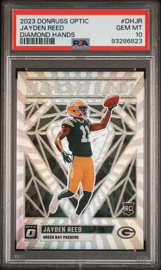 2023 Panini Donruss Optic Diamond Hands #DHJR Jayden Reed PSA 10