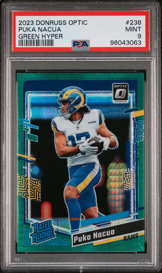 2023 Panini Donruss Optic #238 Puka Nacua Green Hyper PSA 9