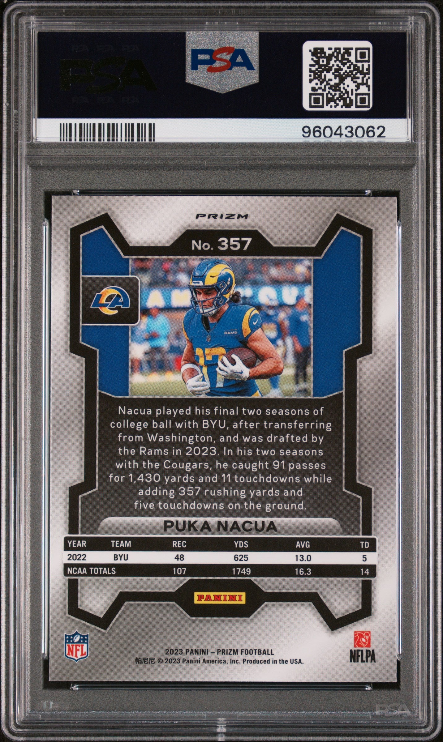 2023 Panini Prizm #357 Puka Nacua Green Wave PSA 9