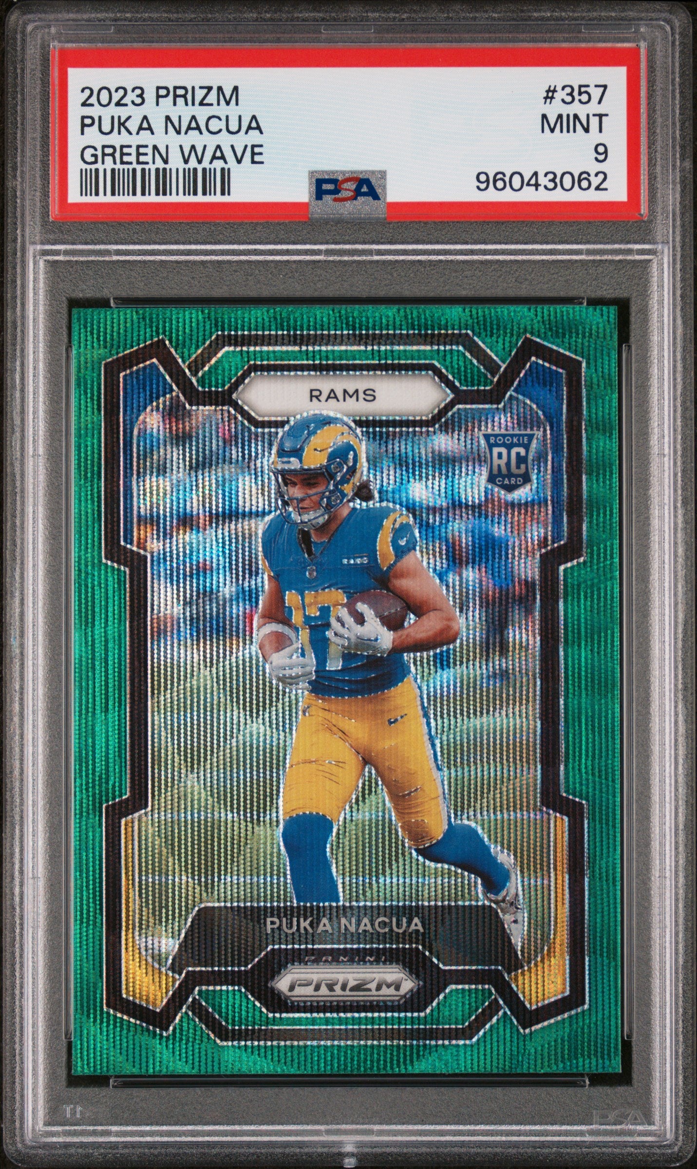 2023 Panini Prizm #357 Puka Nacua Green Wave PSA 9