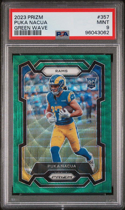 2023 Panini Prizm #357 Puka Nacua Green Wave PSA 9