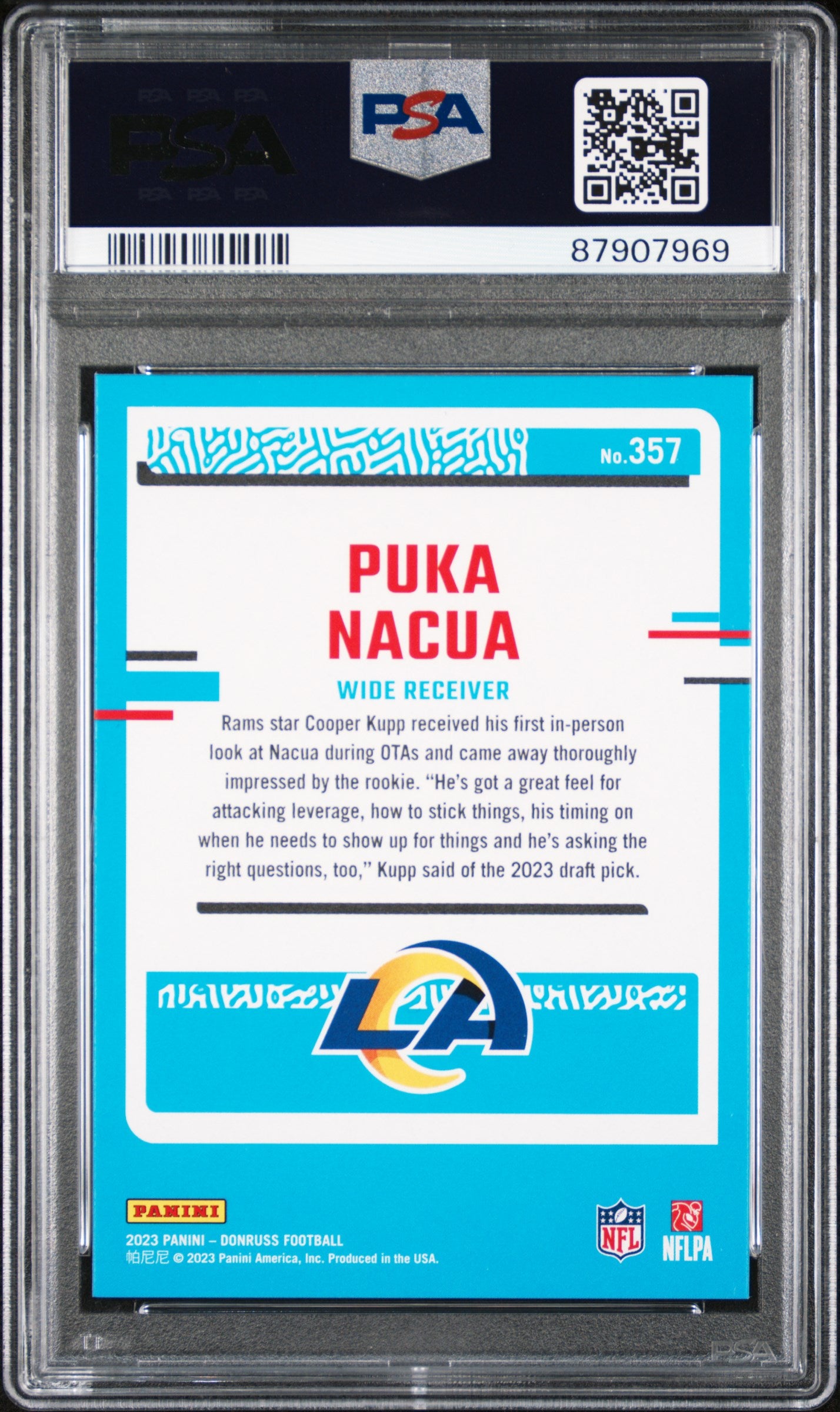 2023 Panini Donruss #357 Puka Nacua PSA 10