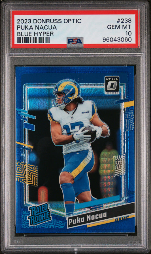 2023 Panini Donruss Optic #238 Puka Nacua Blue Hyper PSA 10