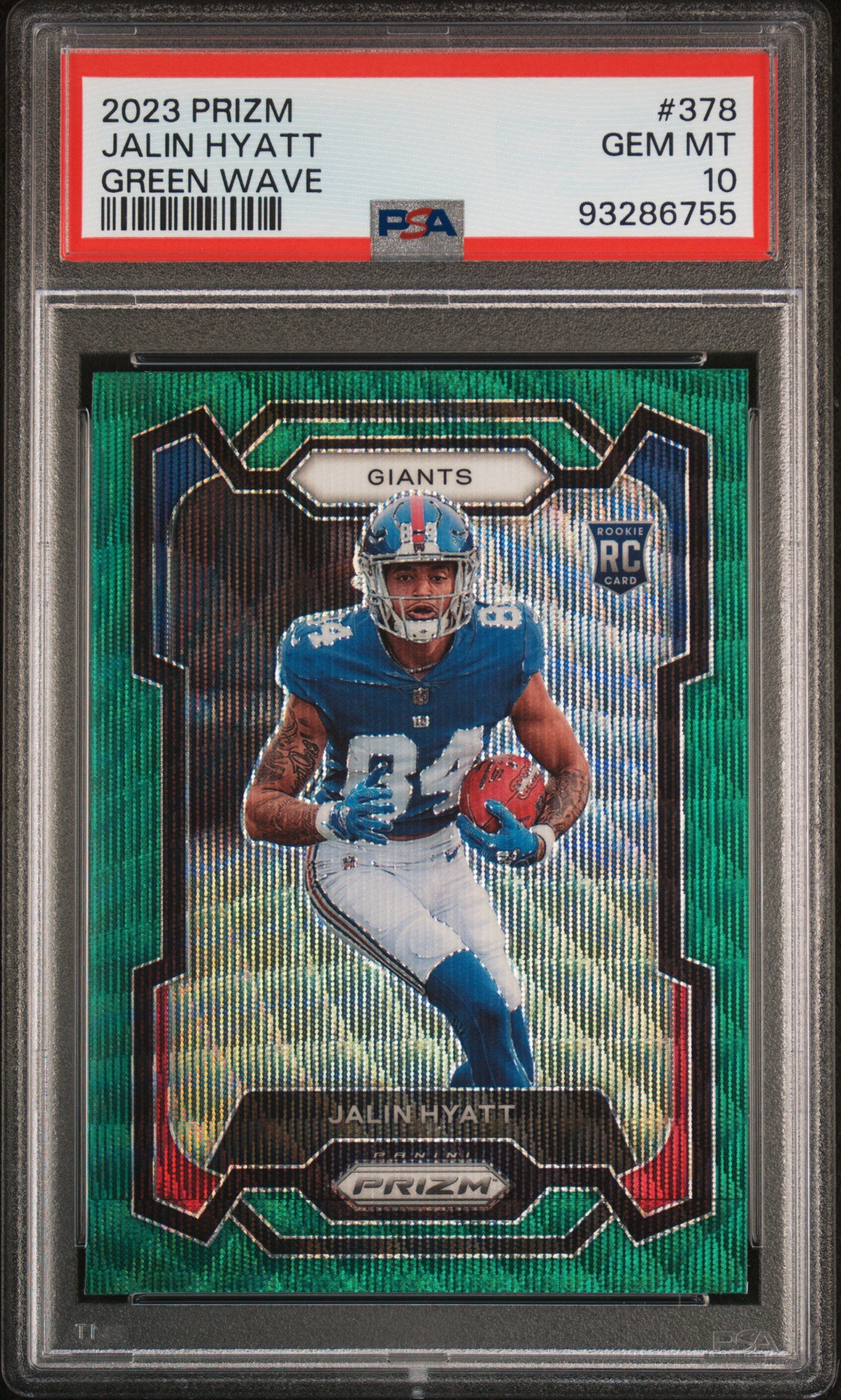 2023 Panini Prizm #378 Jalin Hyatt Green Wave PSA 10