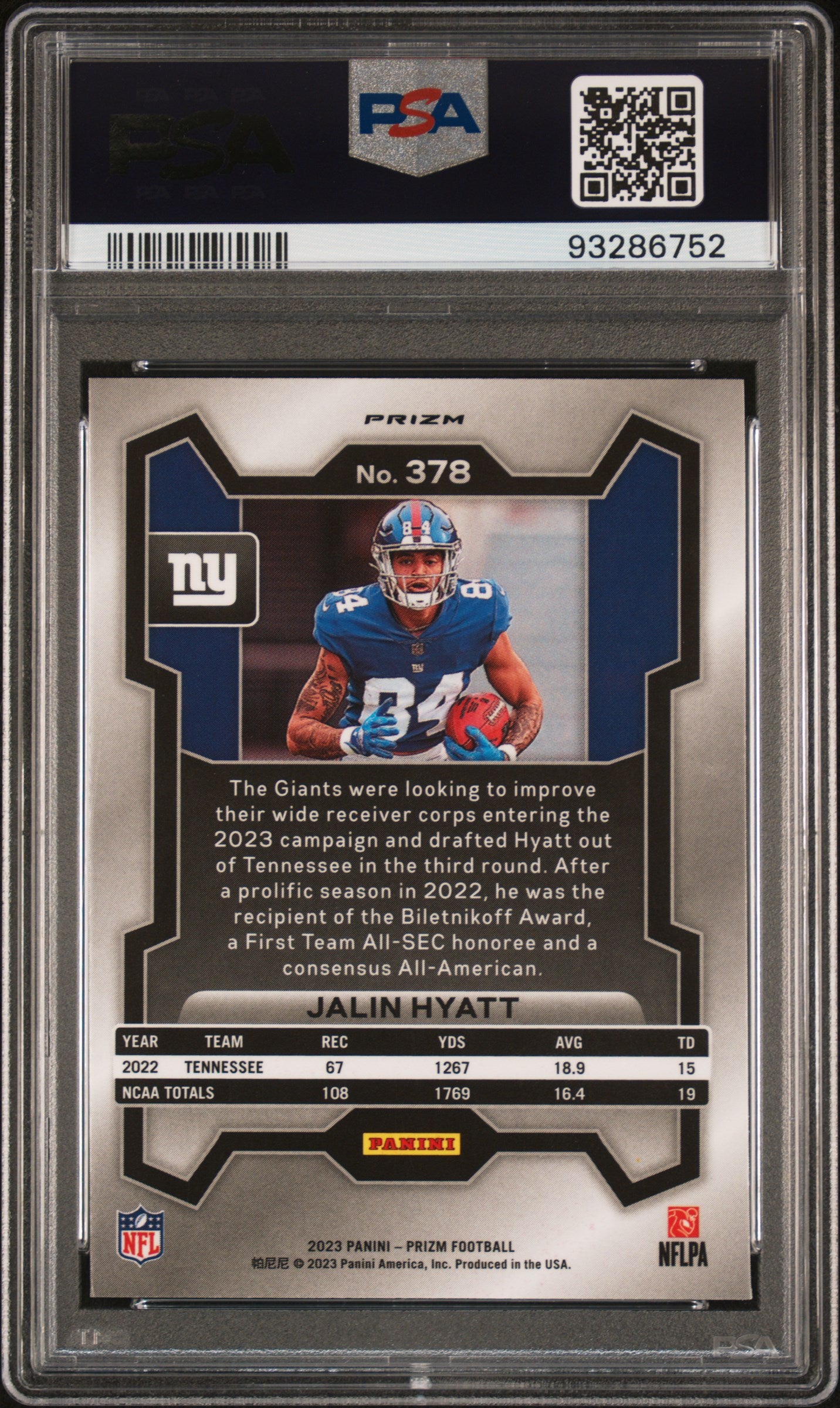 2023 Panini Prizm #378 Jalin Hyatt No Huddle PSA 10