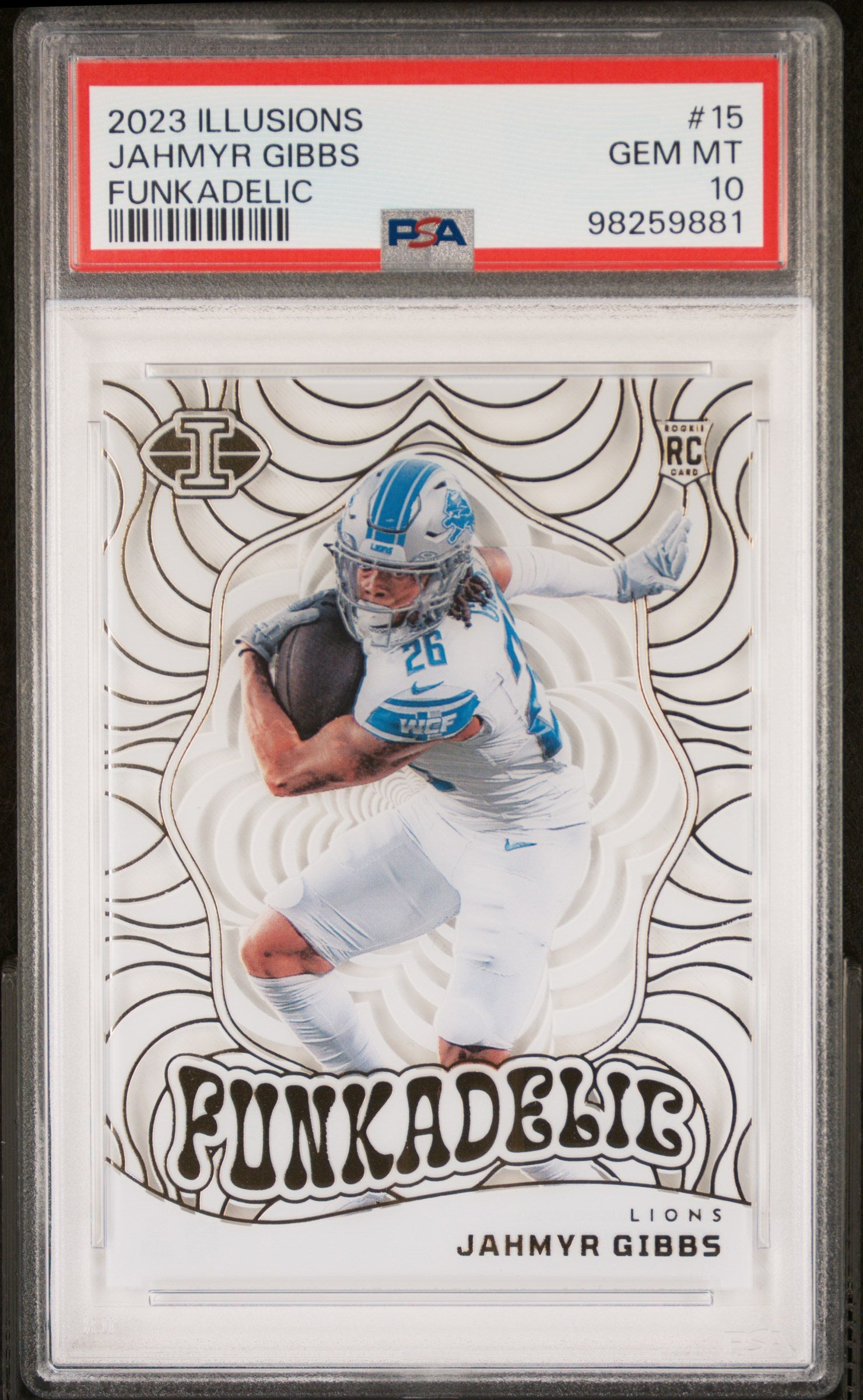 2023 Panini Illusions Funkadelic #15 Jahmyr Gibbs PSA 10